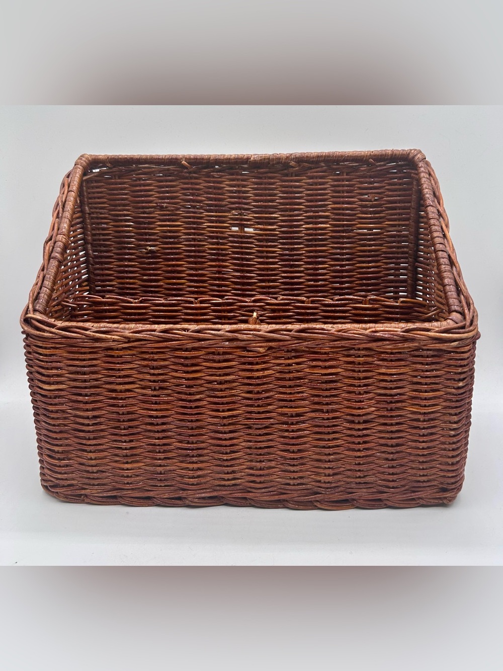Brown Wicker 3 Compartment Rectangular Storage Basket Brown 13" x 10"